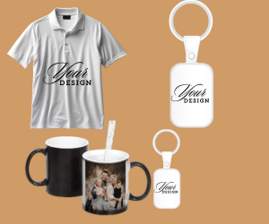 Custom Combo Printing t-shirt and mugs with Keychain 