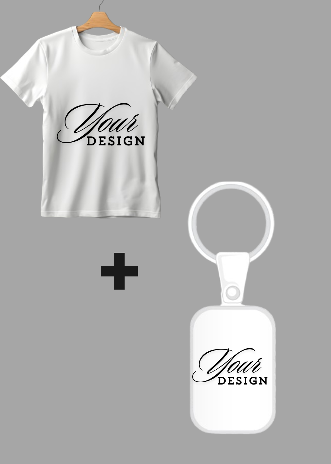Custom Round Neck T-Shirt and Keychain Printing